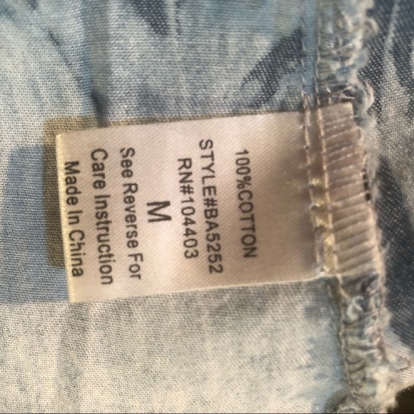 💙BLU Pepper Anthropologie Tie Dye Denim Shirt Dress Tunic - Picture 7 of 8